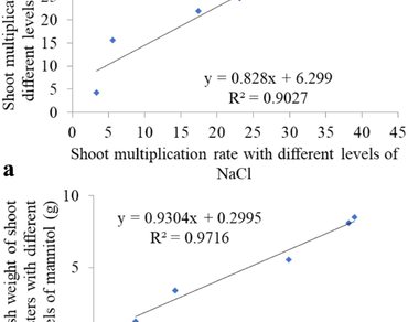 Impact of strong correlations observed in sugarcane responses to sodium chloride and mannitol within temporary immersion bioreactors